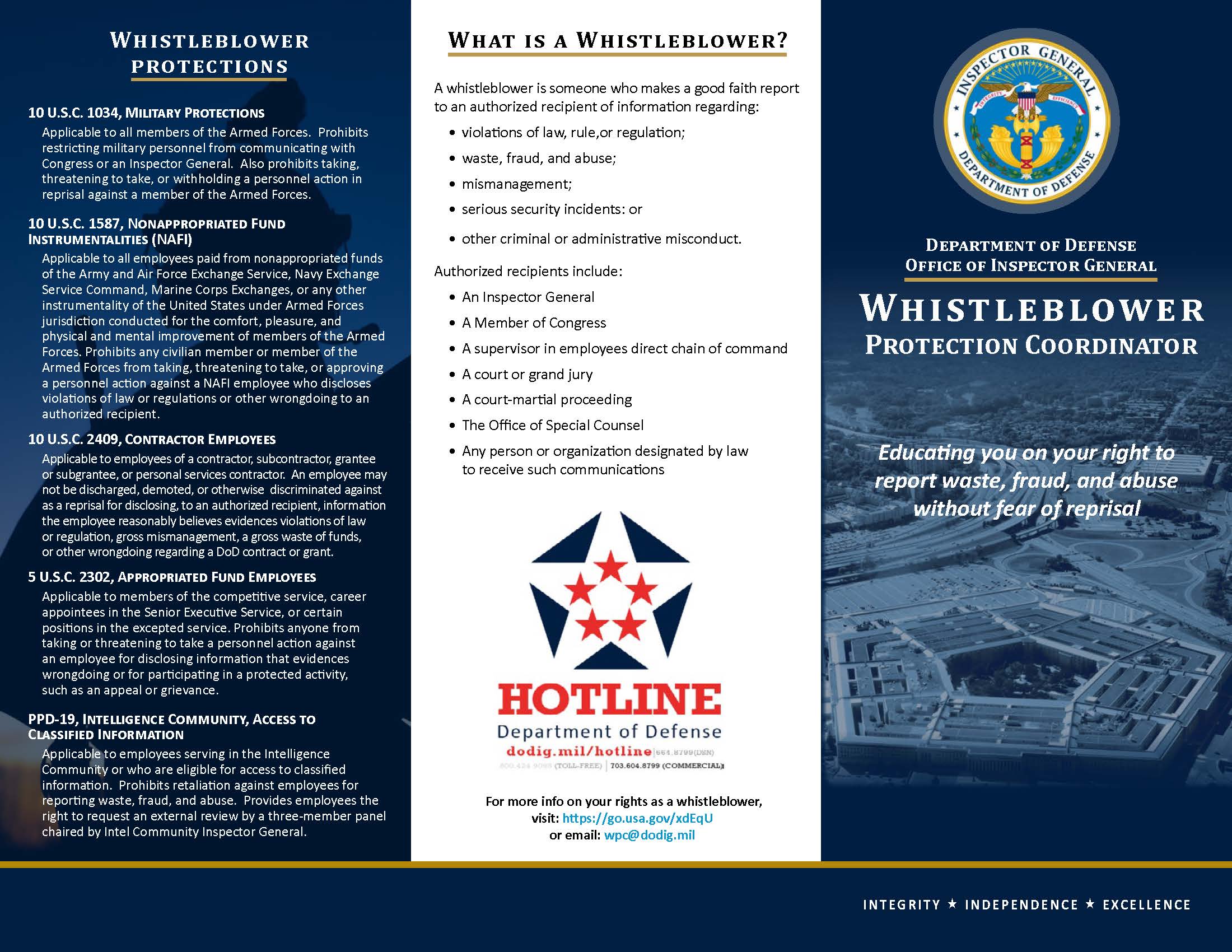 √ Dod Whistleblower Hotline Poster Homeland